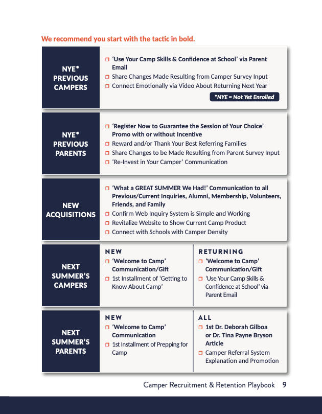 Camper Recruitment & Retention Playbook - p 9